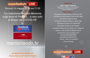 Il 14 maggio, ore 21, diretta video per ricordare tutte le vittime degli Anni di piombo